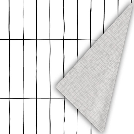 Cadeaupapier - Black Lines wit/grijs