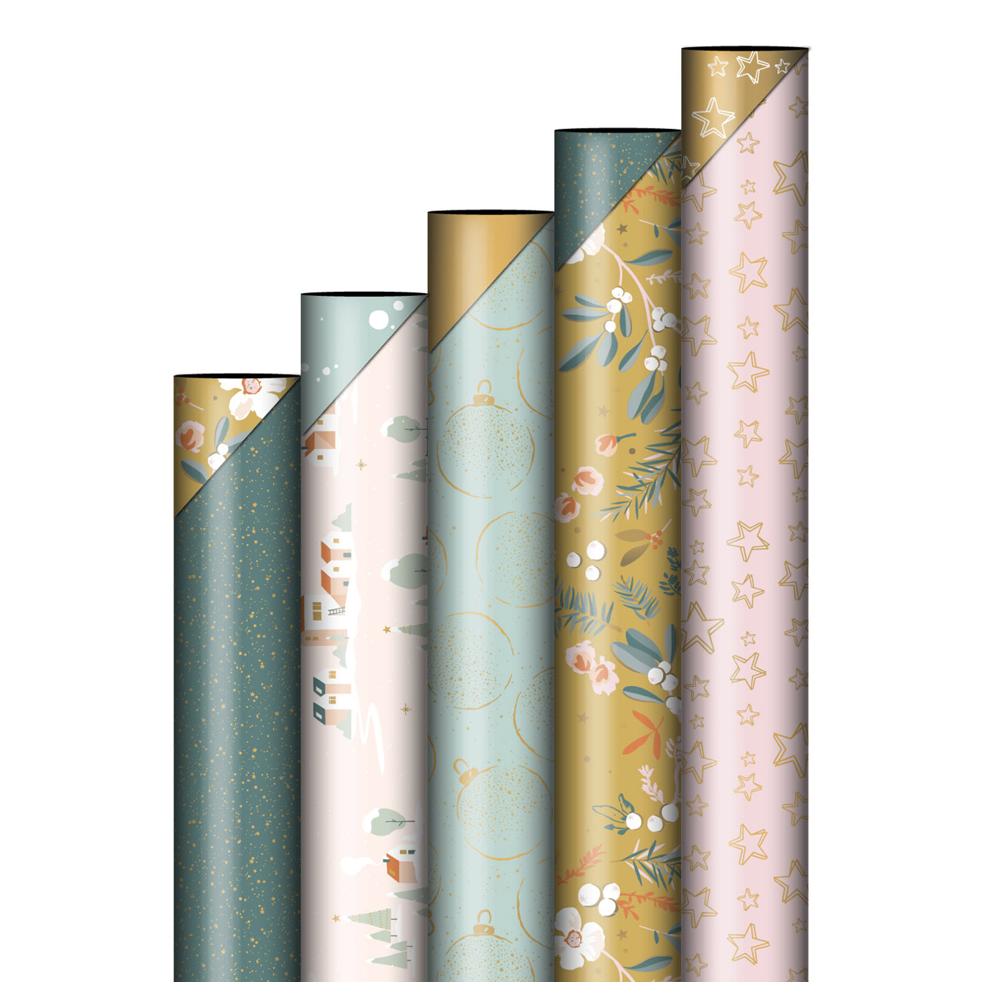 Cadeaupapier - Super Stars Roze/Goud