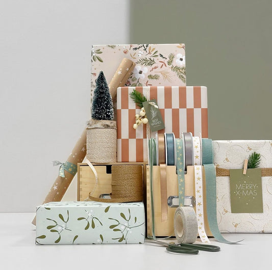 Cadeauzakje large - Mistletoe Memories roze/blauw