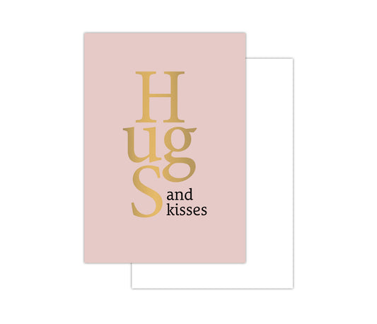 Mini kaartje - Hugs & Kisses roze