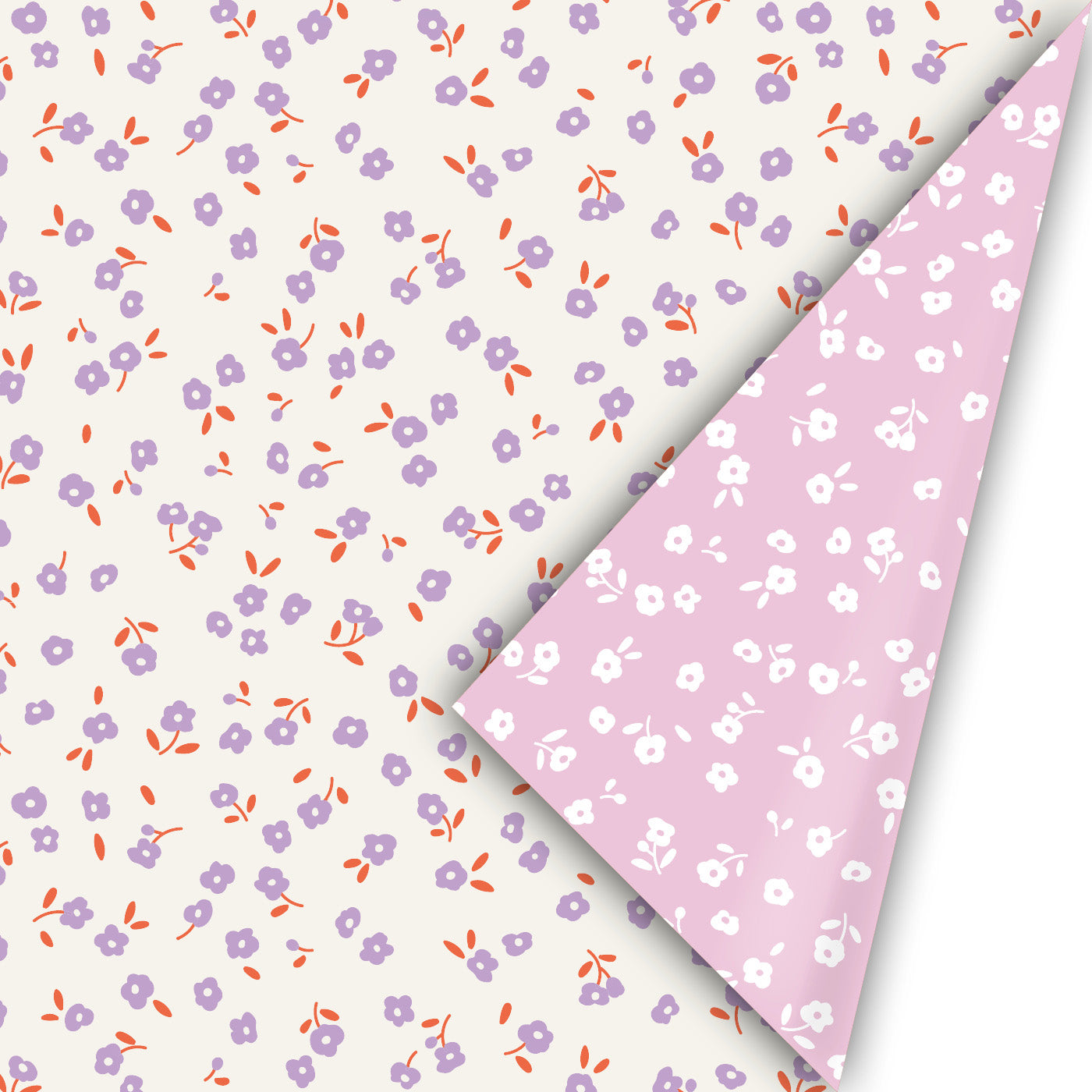 Cadeaupapier - Tiny Petals Wit/Paars