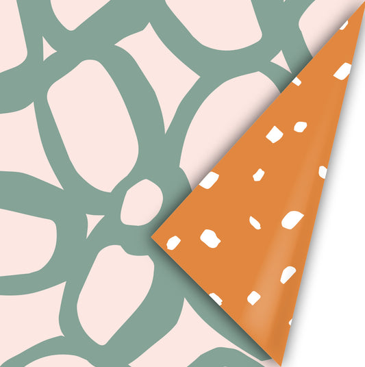 Cadeaupapier - Bold Flowers groen/roest