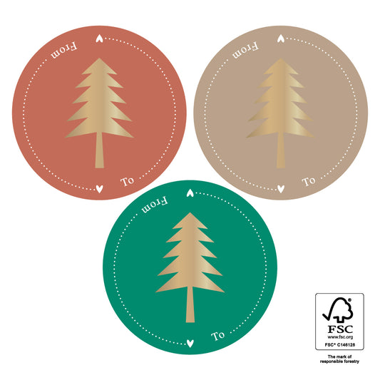 Stickers - x-mas tree gold text