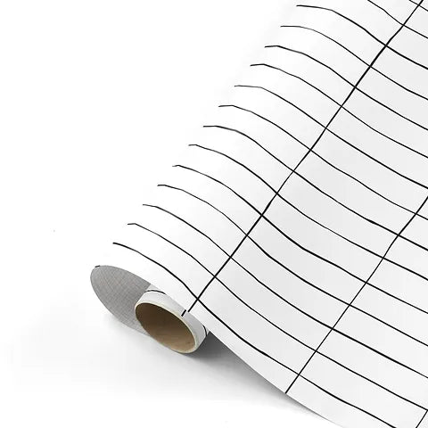 Cadeaupapier - Black Lines wit/grijs