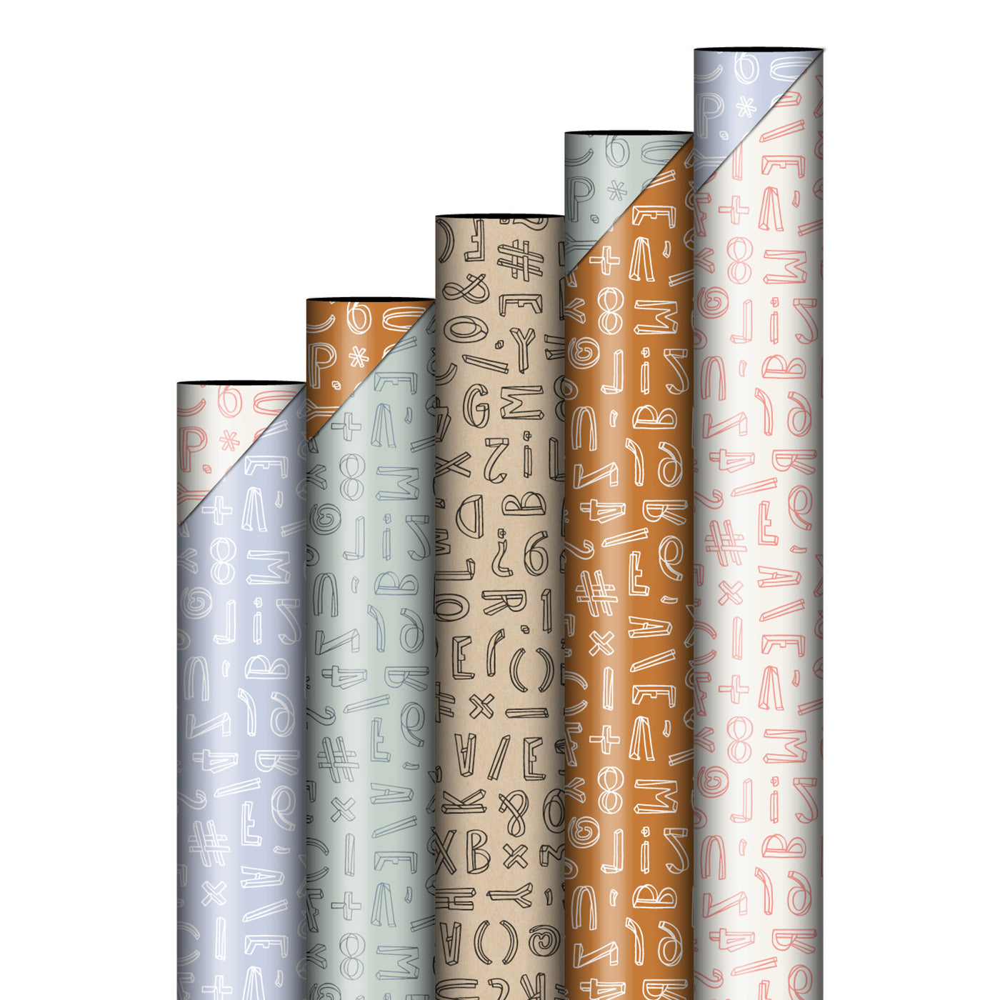 Cadeaupapier - Typo Graphic Mint/ Roest