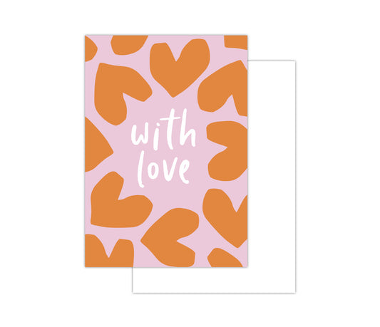 Mini kaartje - With Love roze