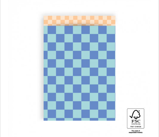 Cadeauzakje large - big check blue