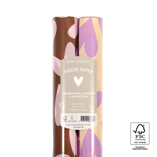 Zijdepapier duopack big hearts