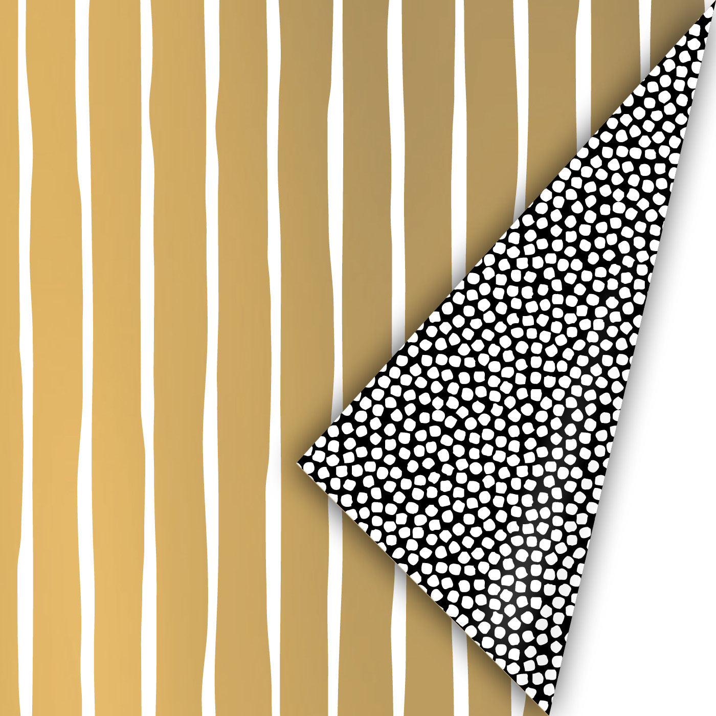 Cadeaupapier - Line Art goud/ wit
