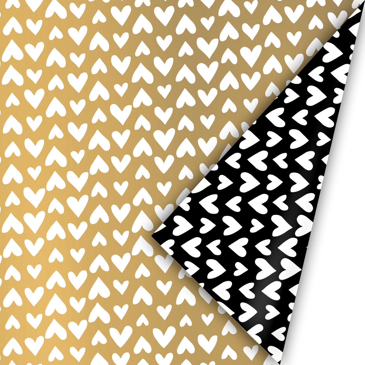 Cadeaupapier - Ethnic hearts goud/wit