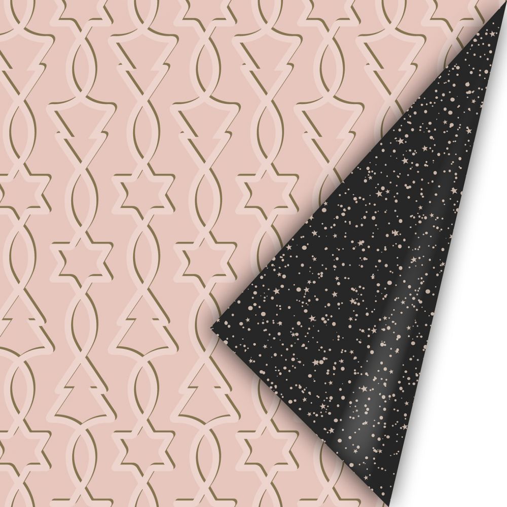 Kerst - Trees & Start Roze/ Zwart