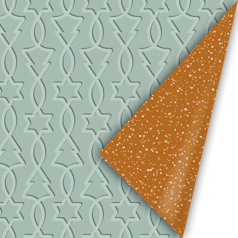 Kerst - Trees & Stars Mint/Roest