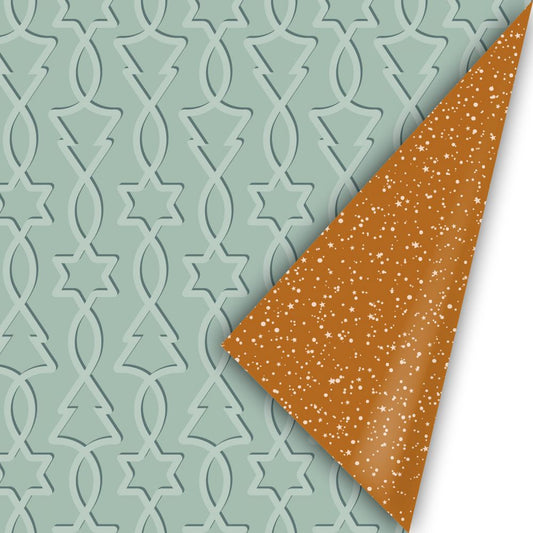 Kerst - Trees & Stars Mint/Roest
