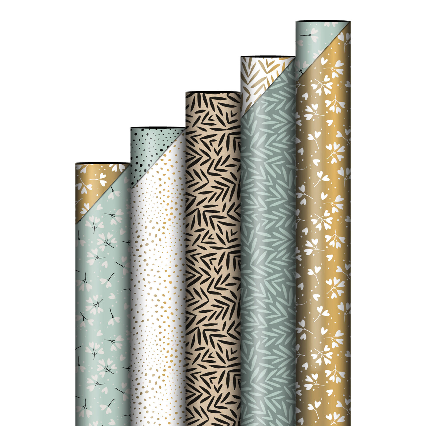 Cadeaupapier - Falling in love goud/wit