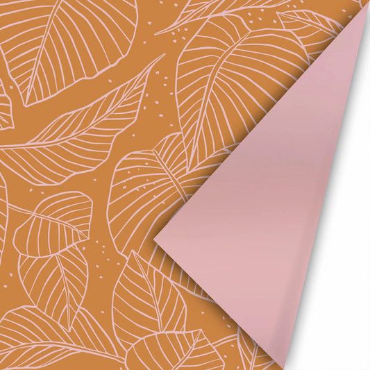 Cadeaupapier - Lovely Leaves roest/roze
