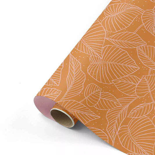 Cadeaupapier - Lovely Leaves roest/roze