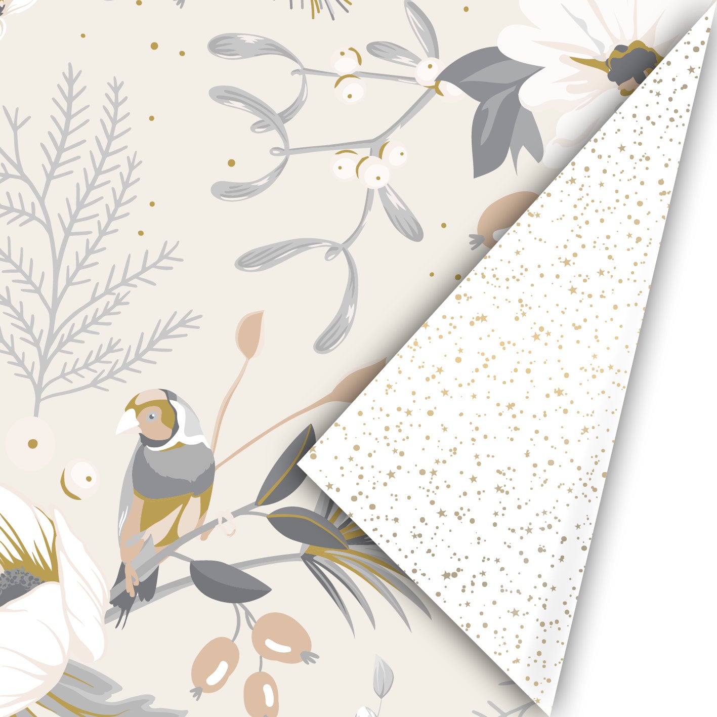 Cadeaupapier - Vintage flowers natural
