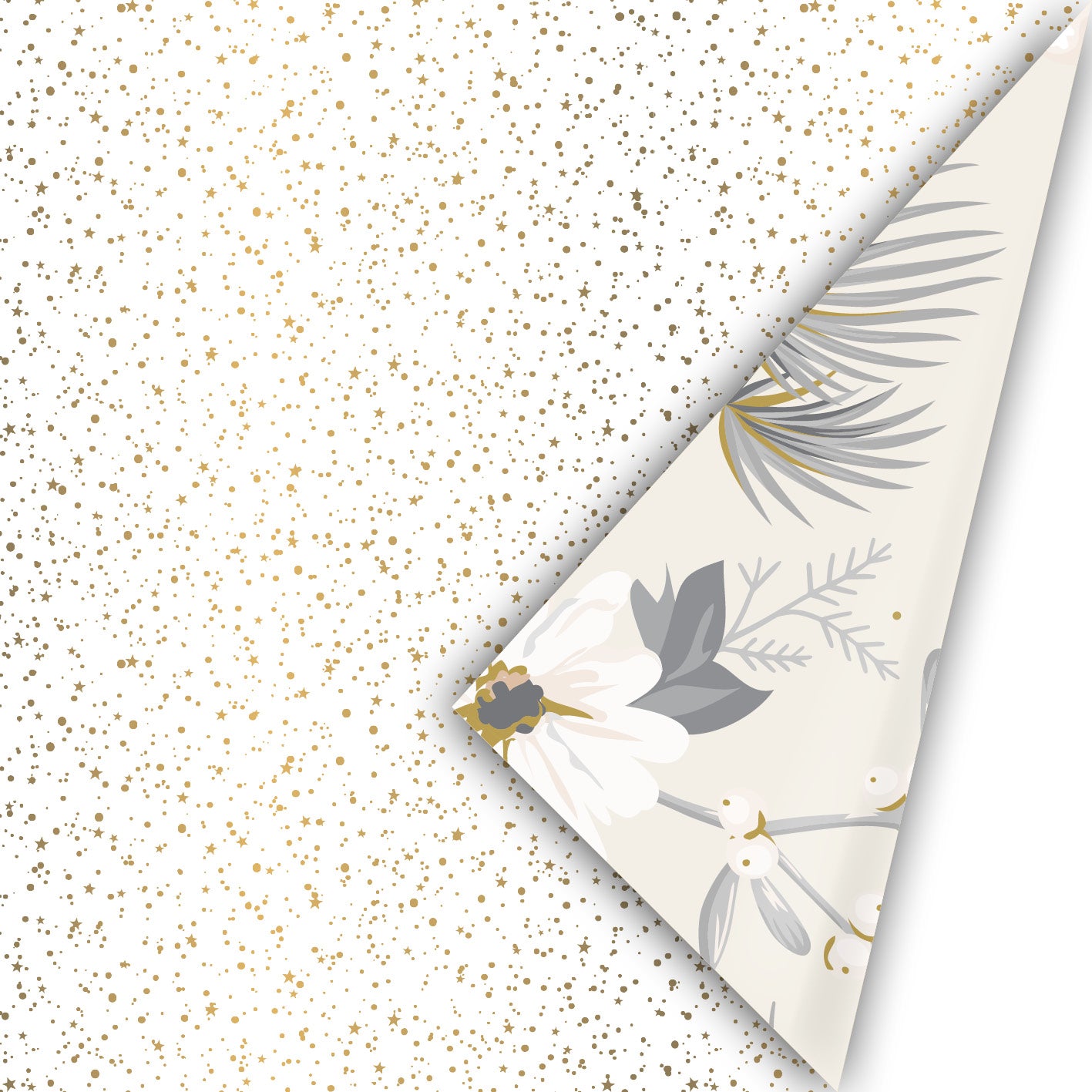 Cadeaupapier - Twinkling stars wit/goud