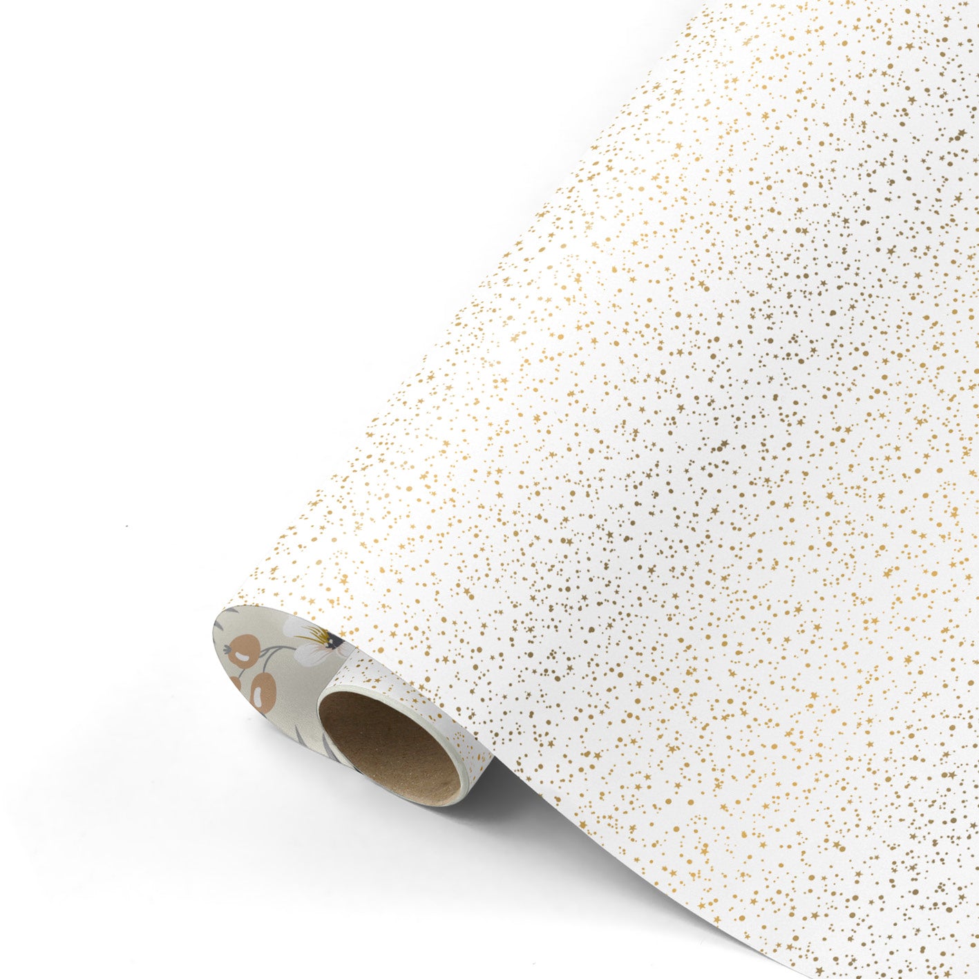 Cadeaupapier - Twinkling stars wit/goud