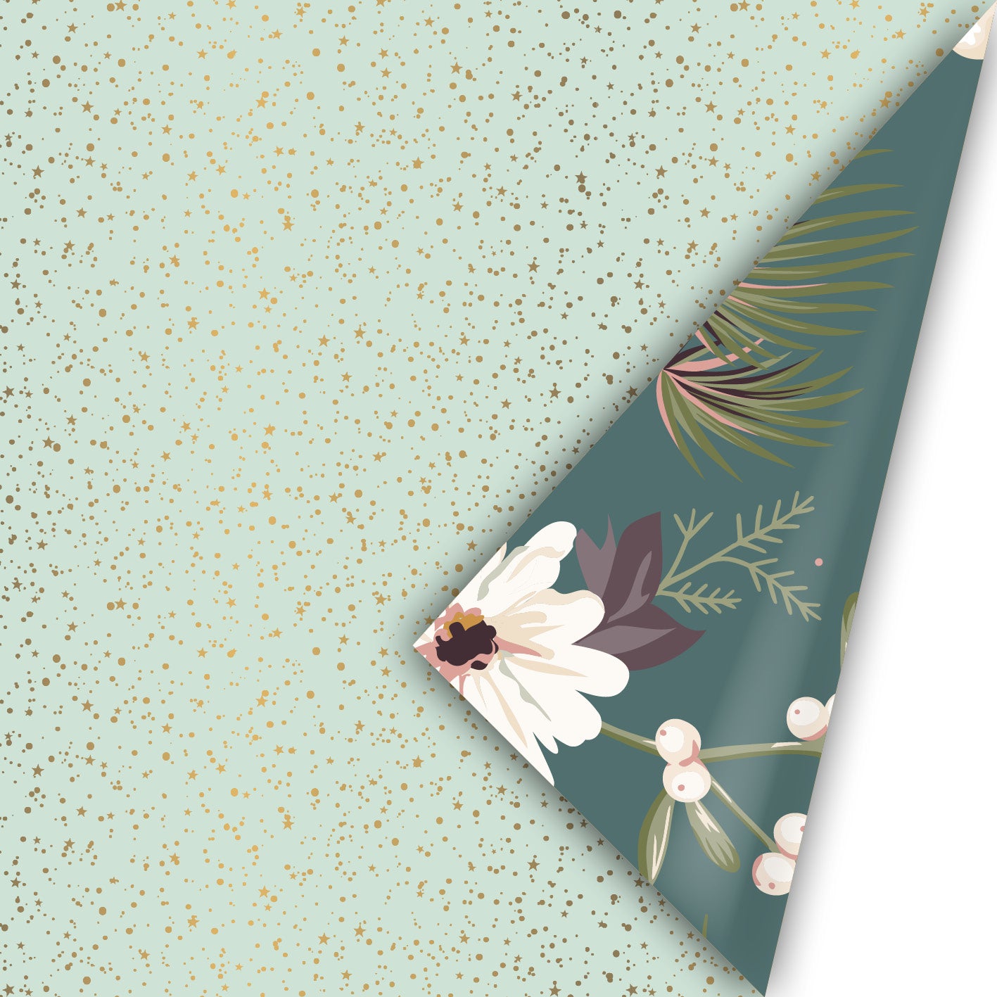 Cadeaupapier - Twinkling stars ice/gold