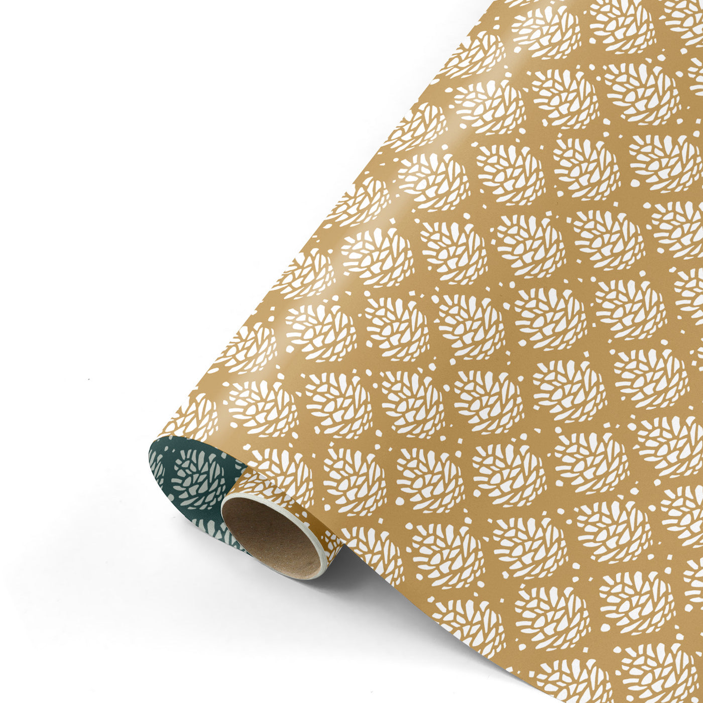 Cadeaupapier - Pinecone pattern oker/wit