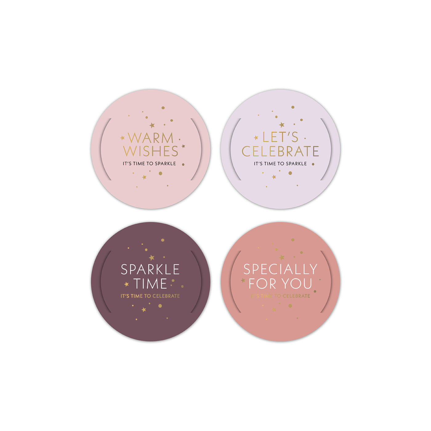 Cadeaulabels rond - paars/roze