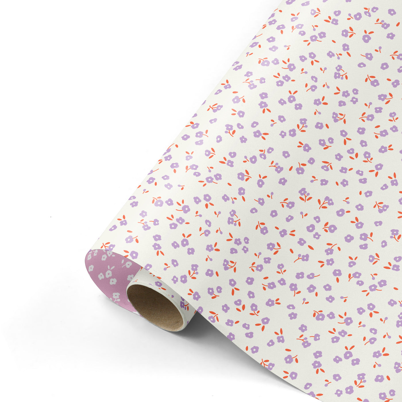 Cadeaupapier - Tiny Petals Wit/Paars