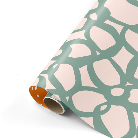 Cadeaupapier - Bold Flowers groen/roest