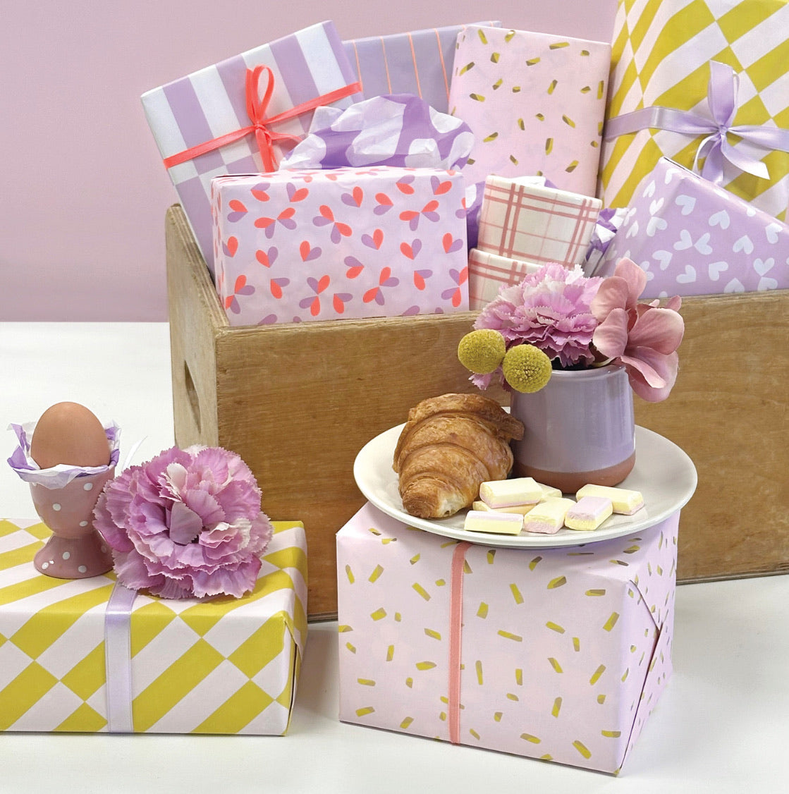 Cadeaupapier - lila stripes