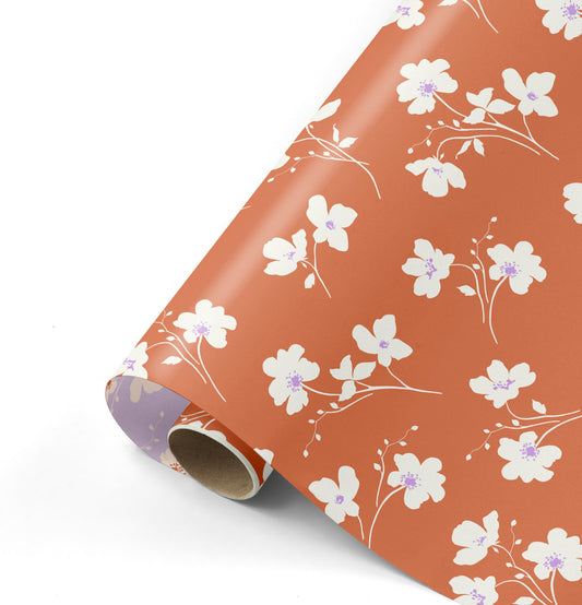 Cadeaupapier - Classic Flowers roest/lila