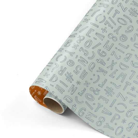 Cadeaupapier - Typo Graphic Mint/ Roest