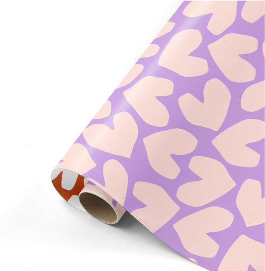 Cadeaupapier - Solo Hearts lila