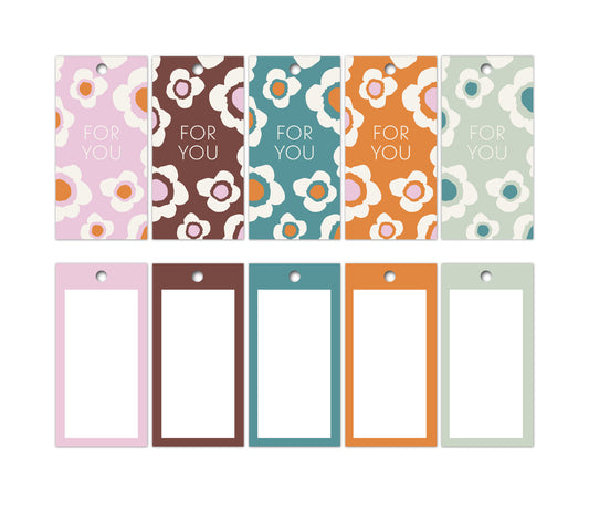 Cadeaulabels Bloemen - Retro