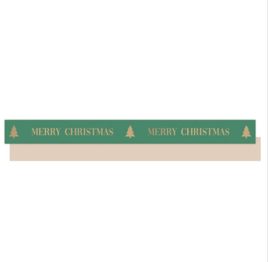 Kerstlint met Merry Christmas - bosgroen & beige| 5 meter