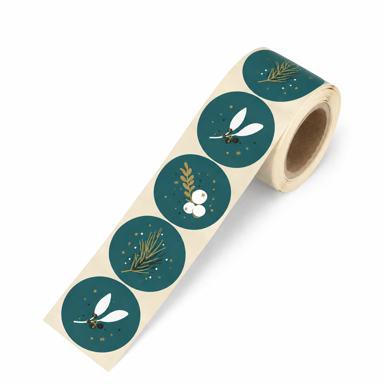 Kerststickers Berries & Mistletoe – Donkergroen & Goud