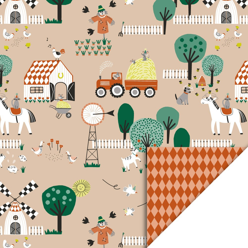 Cadeaupapier - boerderij (70 cm)
