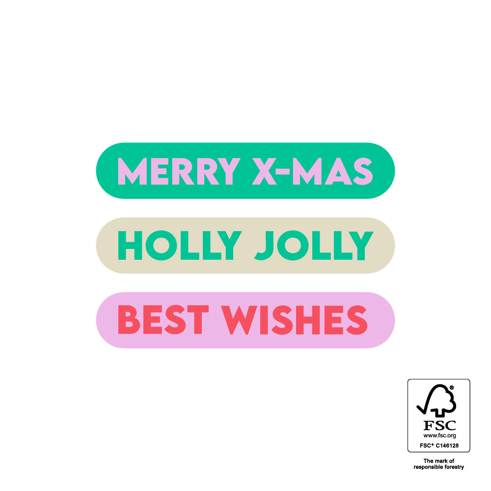 Kerststickers Christmas Wishes – Multi