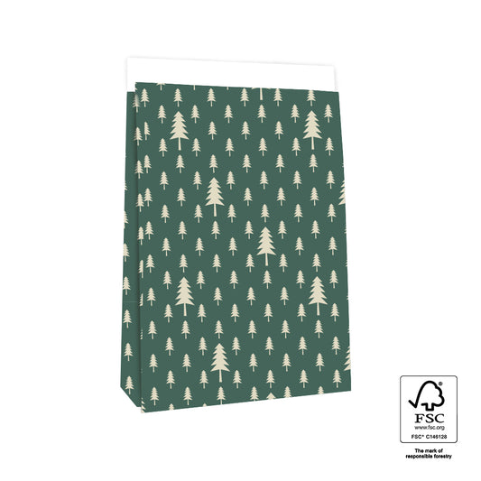 Grote blokbodemzakken Tree Pine Green / Linen – kerstcadeaus & geschenksets