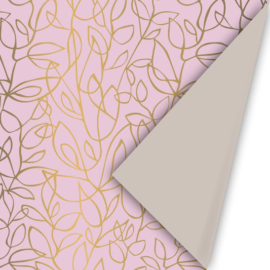 Cadeaupapier - Fine Fleurs  roze/ goud