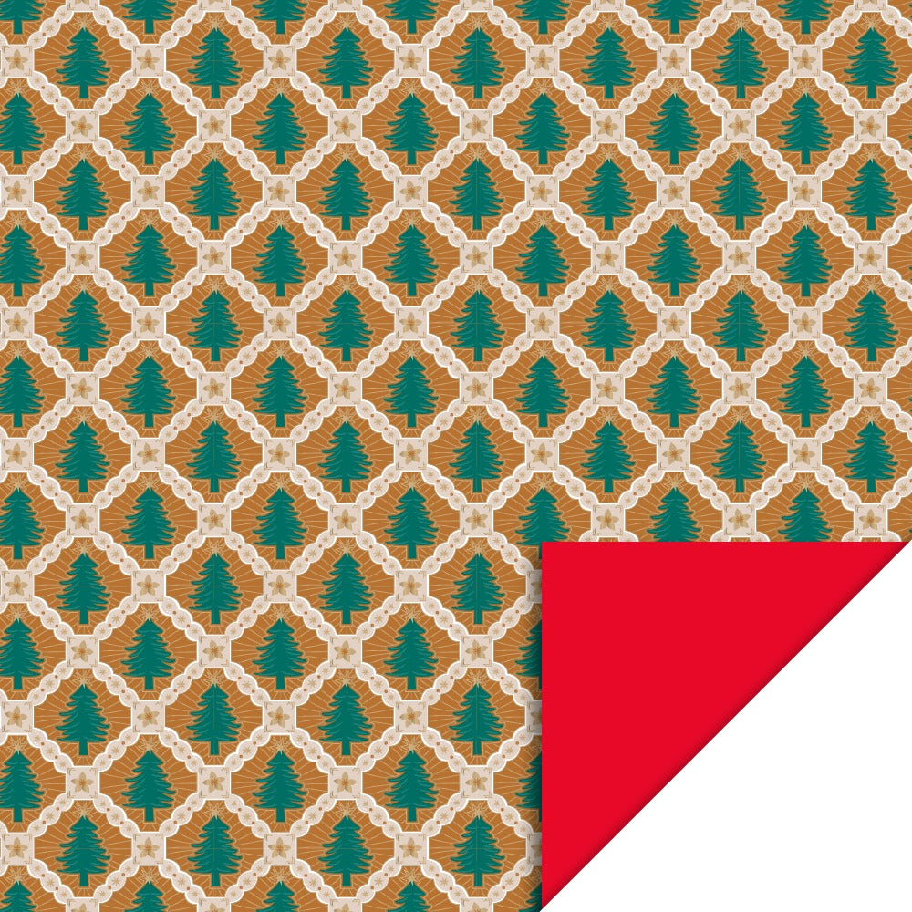 Kerst Inpakpapier Kerstboom – Cider & Rood | 70 cm x 3 m