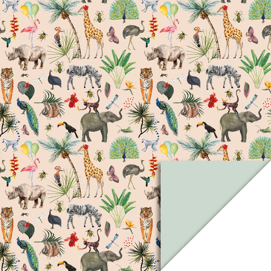 Cadeaupapier - jungledieren (70 cm)
