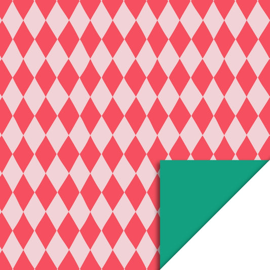 Harlekijn Inpakpapier – Rood & Lichtroze | 70 cm x 3 m
