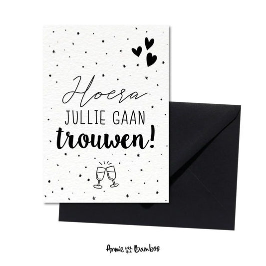 Wenskaart - Hoera jullie gaan trouwen!
