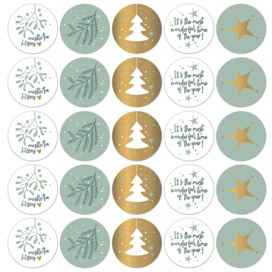 Kerst - Stickers Mistletoe groen