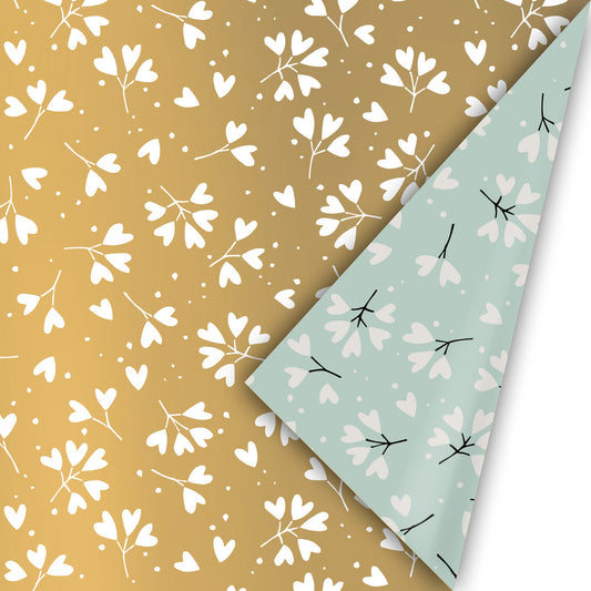 Cadeaupapier - Falling in love goud/wit