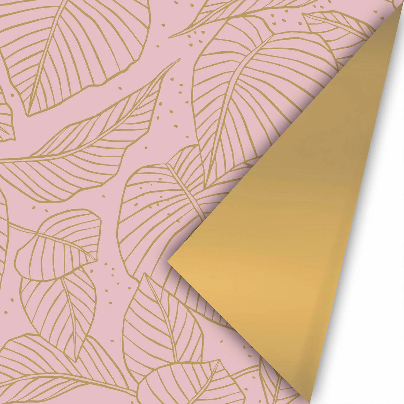 Cadeaupapier - Lovely Leaves roze/goud