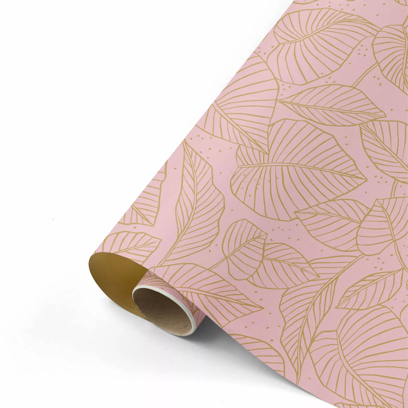Cadeaupapier - Lovely Leaves roze/goud