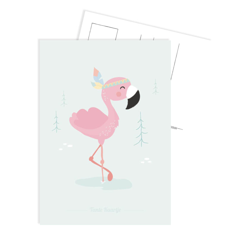Ansichtkaart - Flamingo