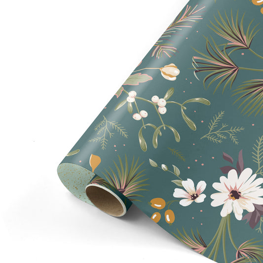 Cadeaupapier - Vintage flowers green