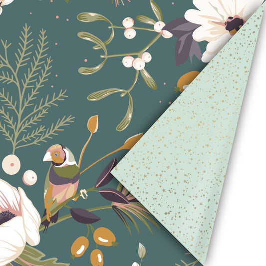 Cadeaupapier - Vintage flowers green